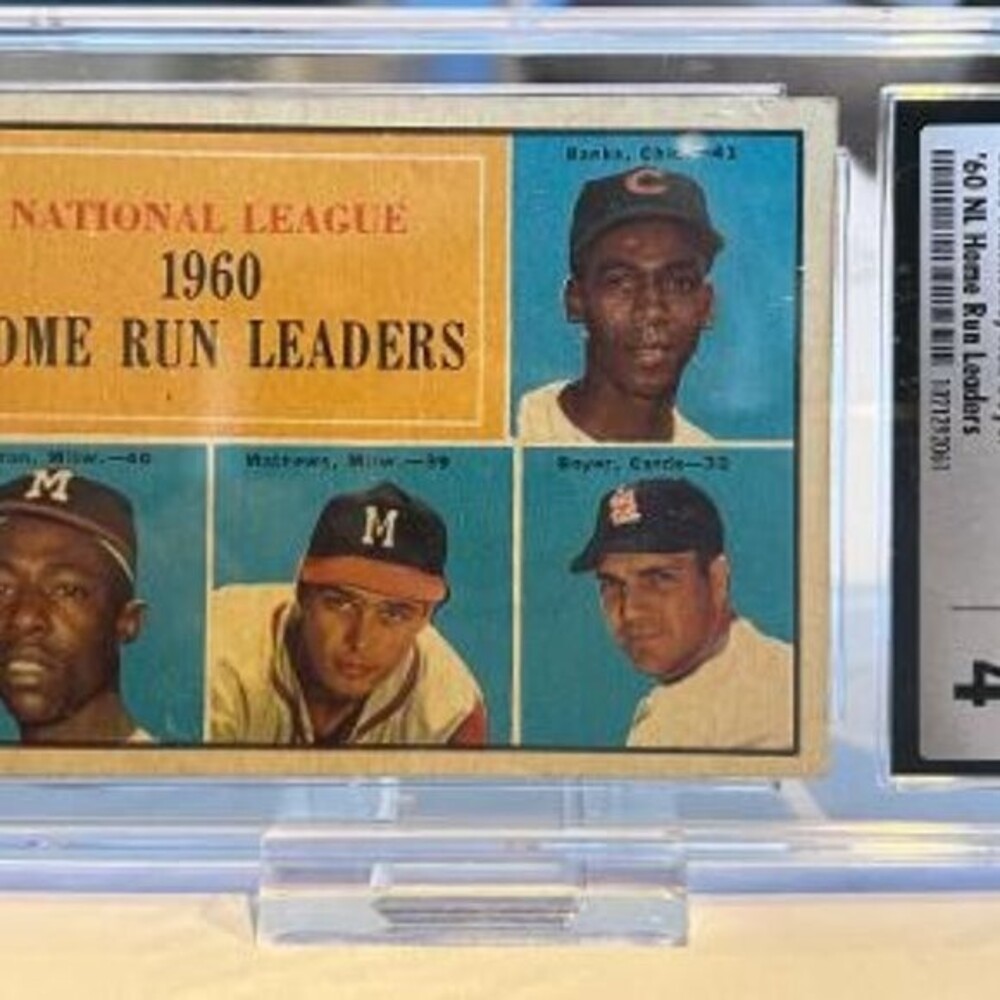 1961 Topps #43 Ernie Banks/Hank Aaron/Eddie Mathews/Ken Boyer '60 NL CSG 4